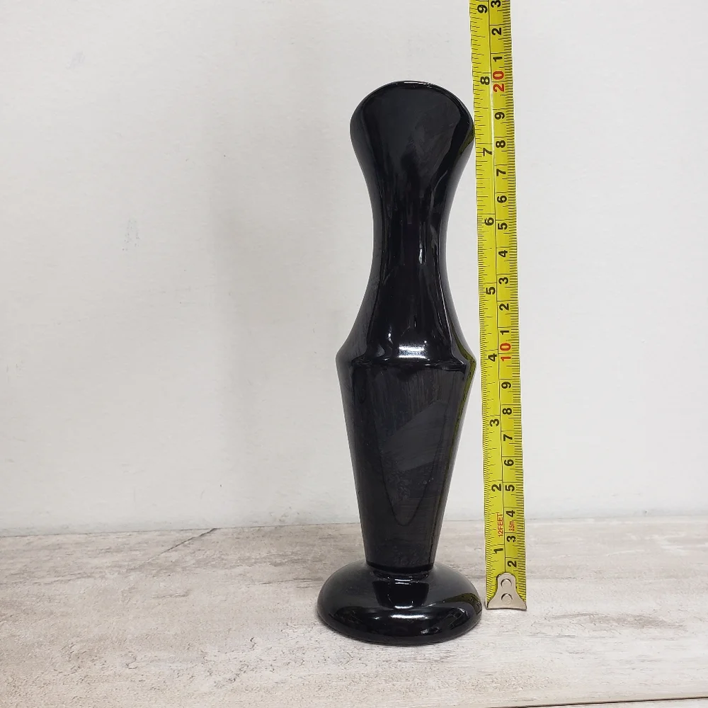 Vintage Black Ceramic Sculptural`Vase 8